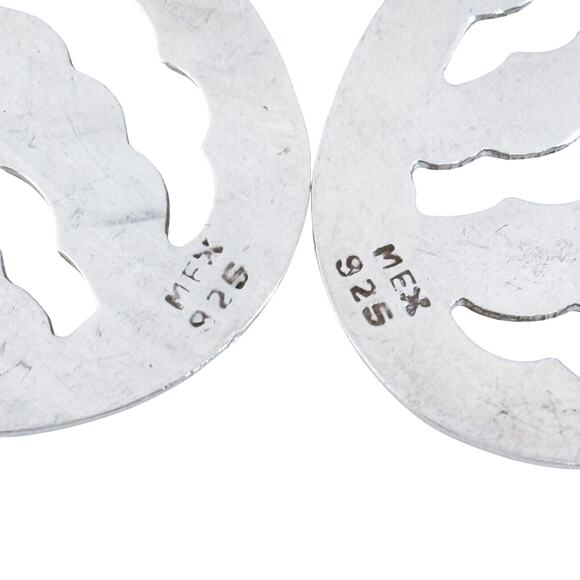 Cutout Oval Drop Statement Earrings | Vintage Mexico Sterling Silver 925 - Picture 5 of 8